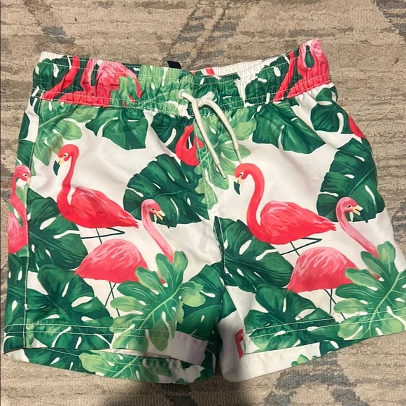 Janie & Jack Boys Tropical Flamingo Shirt and Matching Swim Shorts - Picture 6 of 11